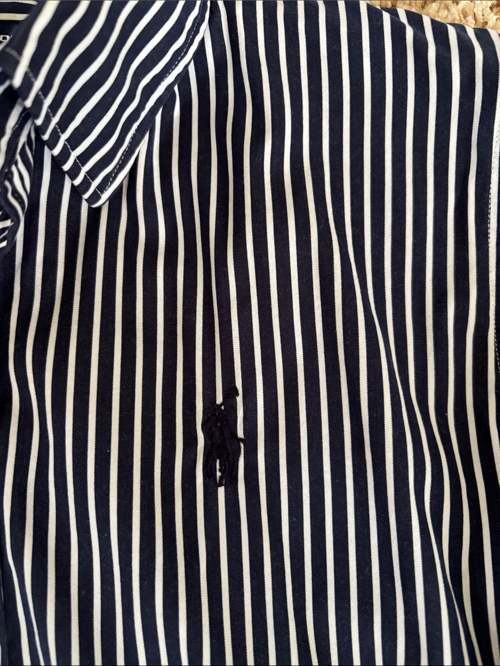 Ralph Lauren Navy and White Vertical Stripe Dress Shirt - Picture 4 of 4